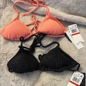 New with tags 2fer Salt & Cove Peach and Black Bikini Tops